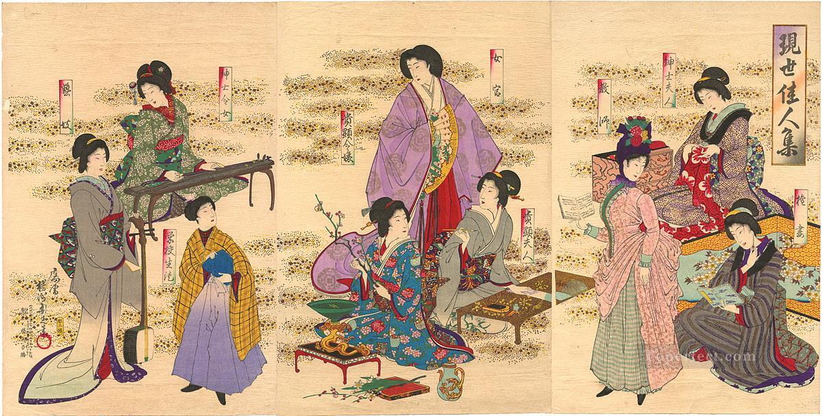 A collection of contemporary beautiful women Toyohara Chikanobu Oil Paintings